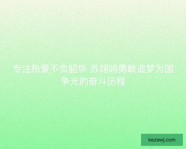 专注热爱不负韶华 苏翊鸣勇敢追梦为国争光的奋斗历程